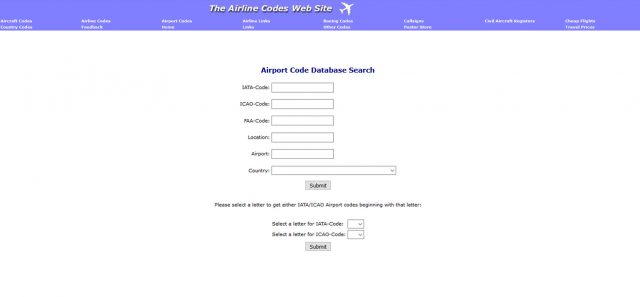 The Airline Codes Web Site